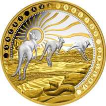 1 Unze Gold Great Australian Desert 2023 (Auflage: 99 | Polierte Platte | Platinbeschichtung)