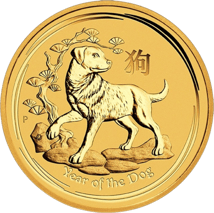 1 Unze Goldmünze Lunar II Hund 2018