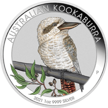 1 Unze Silber Kookaburra 2021 WMF (Auflage: 1.500 | coloriert)