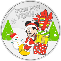 1 Unze Silber Mickey Maus Weihnachtsmünze 2021 PP (Auflage: 2.021 | coloriert)