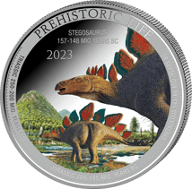 1 Unze Silber Prehistoric Life Stegosaurus 2023 (Auflage: 2.000 | coloriert)