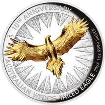 1 Unze Silber Wedge Tailed Eagle 2024 PP (Auflage: 5.000 | teilvergoldet | Polierte Platte)