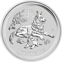 10 Unze Silbermünze Lunar II Hund 2018