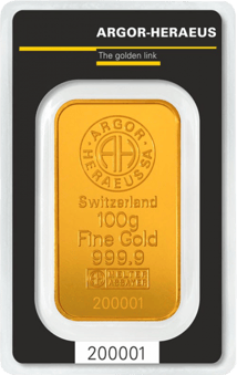 100 g Goldbarren Argor Heraeus
