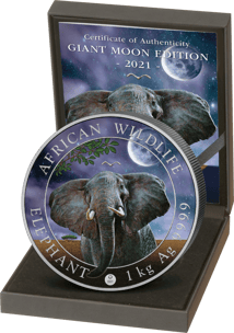 1kg Silber Somalia Elefant Limited Night Edition 2021 (Auflage: 100)