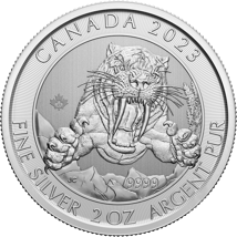 2 Unzen Silbermünze Kanada Säbelzahnkatze 2023
