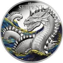 2 Unze Silber Mythische Kreaturen Seeschlange 2024 PP (Auflag: 750 | coloriert | High Relief | Polierte Platte)
