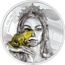 2 Unze Silber Kiss The Frog 2023 (Auflage: 999 | Ultra High Relief | Polierte Platte)
