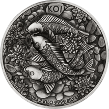2kg Silber Koi Fisch 2023 (Auflage: 200 | Antik Finish | High Relief | inkl. Etui)