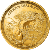 5 Unze Gold African Safari Nashorn 2018 PP (inkl. Holzbox & Zertifikat | Auflage: 50)