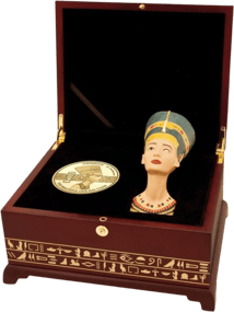 5 Unze Gold Nofretete 2016 (Auflage: 99 Münzen | inkl. Holzbox & handbemalter Minibüste)
