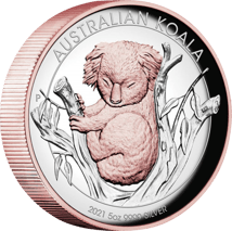 5 Unze Silber Australian Koala 2021 PP HR (Auflage 500 | Teilvergoldet)