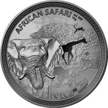 Doppelpack: 1kg Silber African Safari Elefant 2020 PP & AF (Auflage: je 100 Stücke)