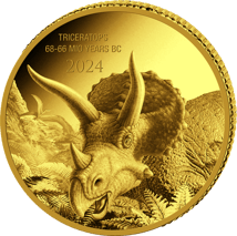 0,5g Gold Prehistoric Life Triceatops 2024 PP (Auflage: 2.000 | Polierte Platte)