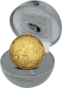 1 Unze Gold "50 Jahre Mondlandung 1969-2019" PP (Auflage: 100 | Gewölbt | High Relief | inkl. Etui & Zertifikat)