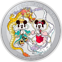 3 Unze Silber Disney Lunar Jahr des Drachen 2024 (Auflage: 2.024 | coloriert | Polierte Platte)