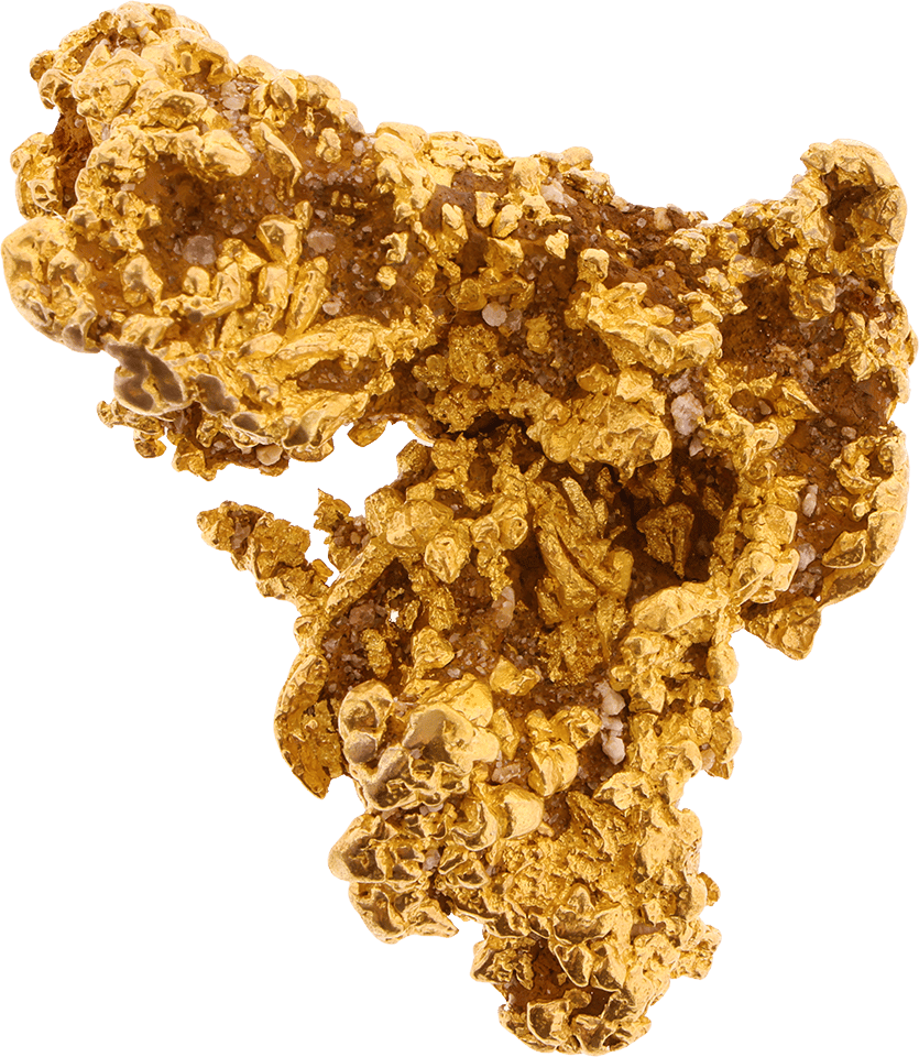 Beispielfoto eines australischen Goldnuggets mit verzweigter Struktur