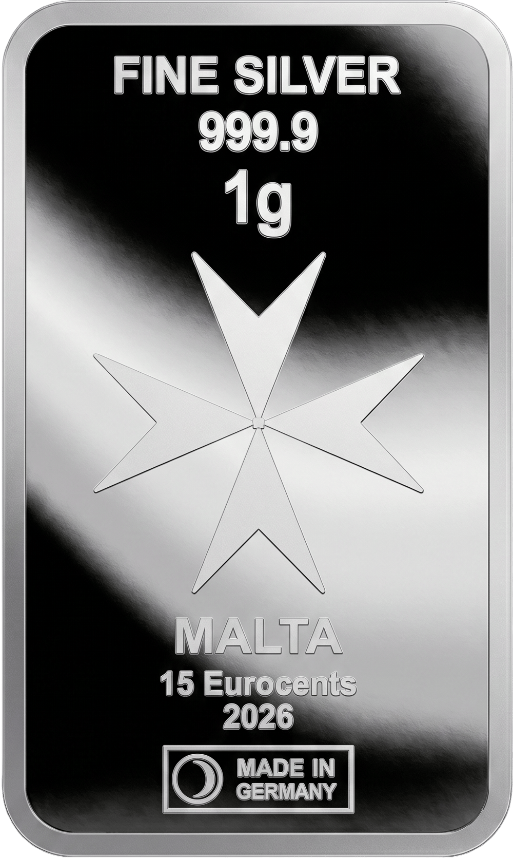 MALTA CoinBar mit Malteserkreuz, Nennwert 15 Eurocents und Jahrgang 2026
