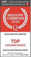 SIQT-Siegel „Industry Champion“ 2026 - Top Customer Service (Schweizer Branchenmonitor)