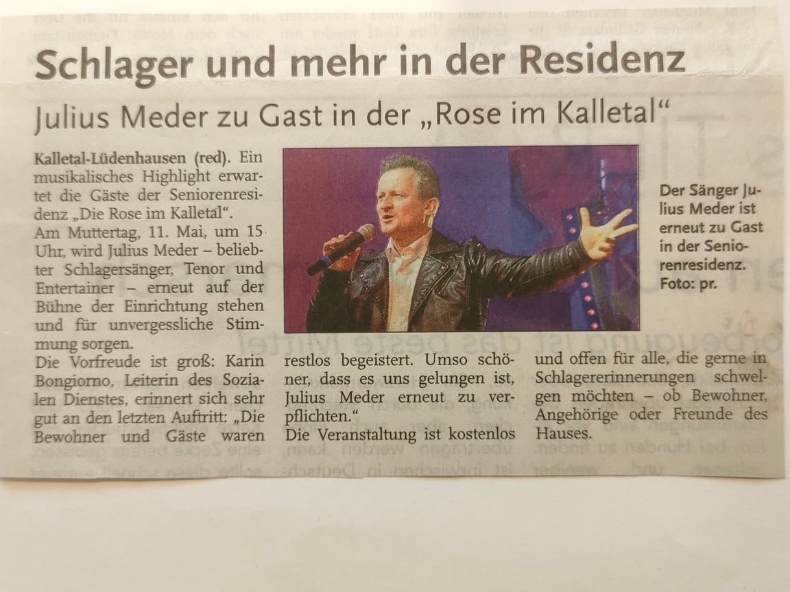 Titelbild von Julius Meder - Schlagersänger, Tenor und Moderator