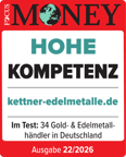 FOCUS-MONEY-Siegel „Hohe Kompetenz“ 2026 - kettner-edelmetalle.de