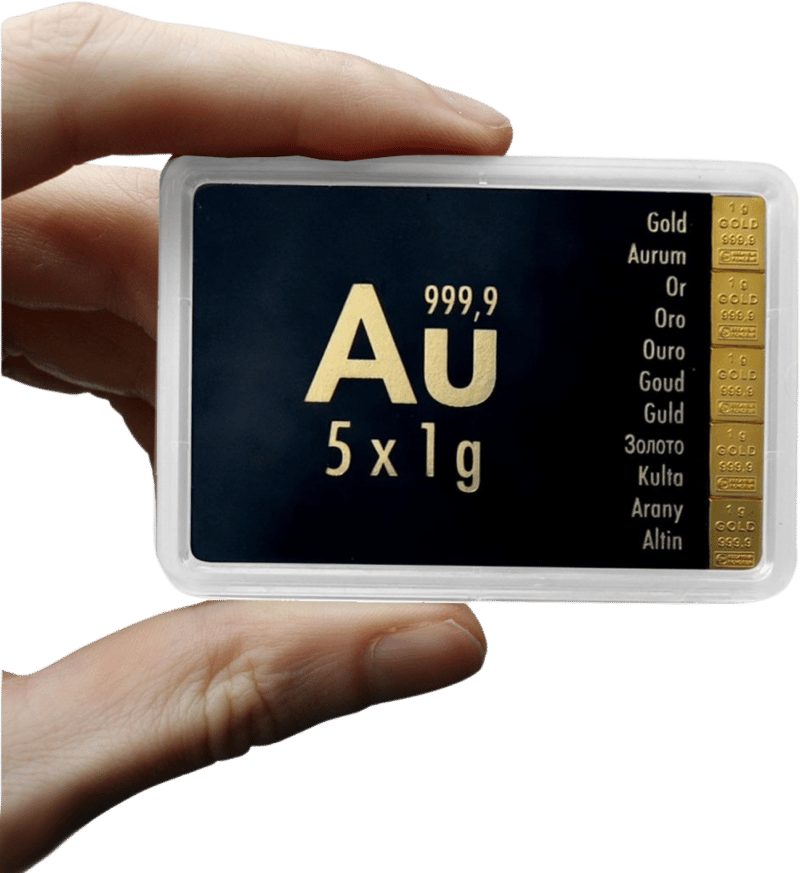 CombiBar 5 × 1 g · The card in a hand