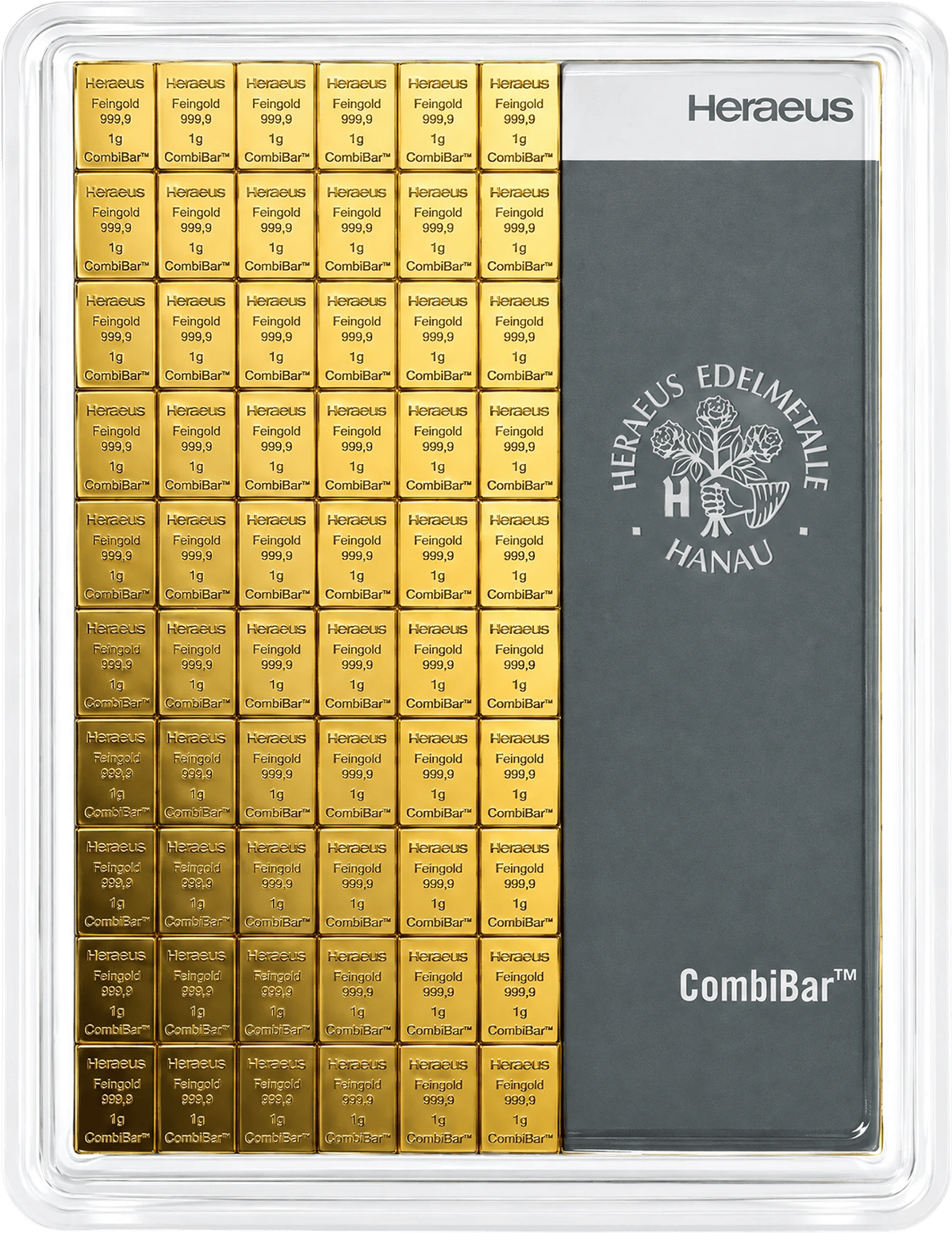 CombiBar in its plastic case, next to it the card with the emblem