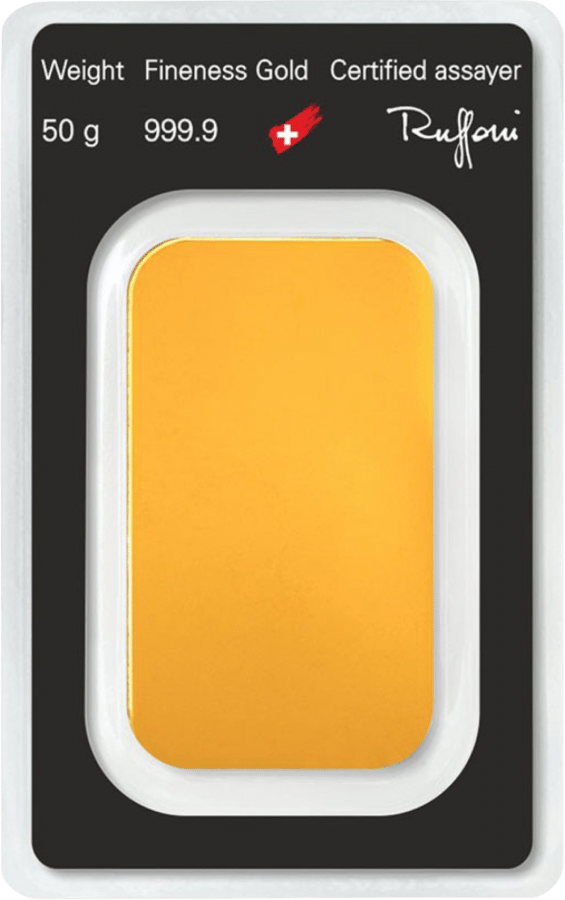 Back of the card with weight, fineness, a Swiss cross and the signature of the sworn precious metals assayer