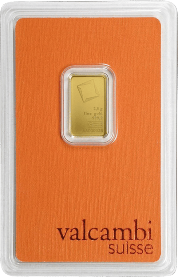 2.5 g minted bar · The bar in the window of its orange card