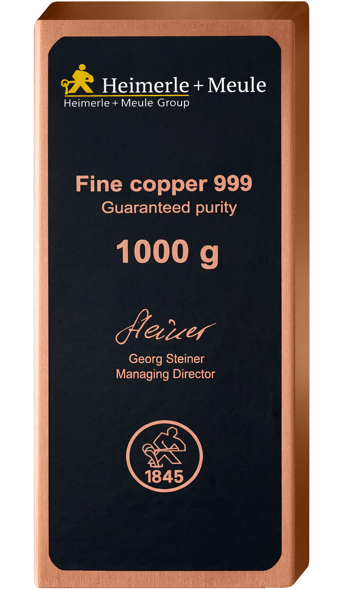 Schwarze Karte von Heimerle + Meule mit Fine copper 999, Guaranteed purity und 1000 g