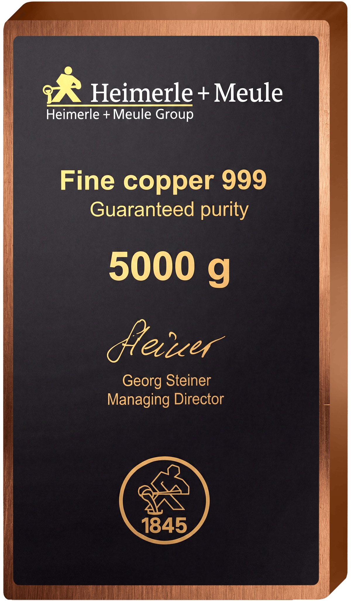 Schwarze Karte von Heimerle + Meule mit Fine copper 999, Guaranteed purity und 5000 g