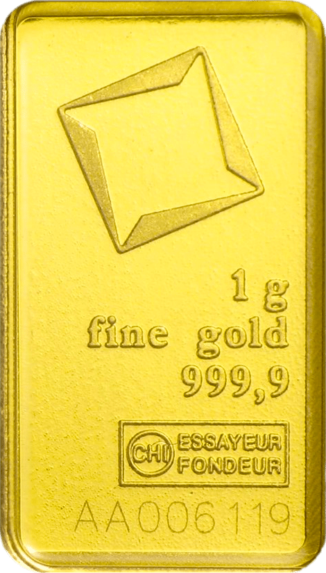 1 g minted bar · Front