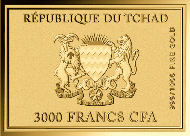 Wertseite mit Staatswappen und 3000 FRANCS CFA