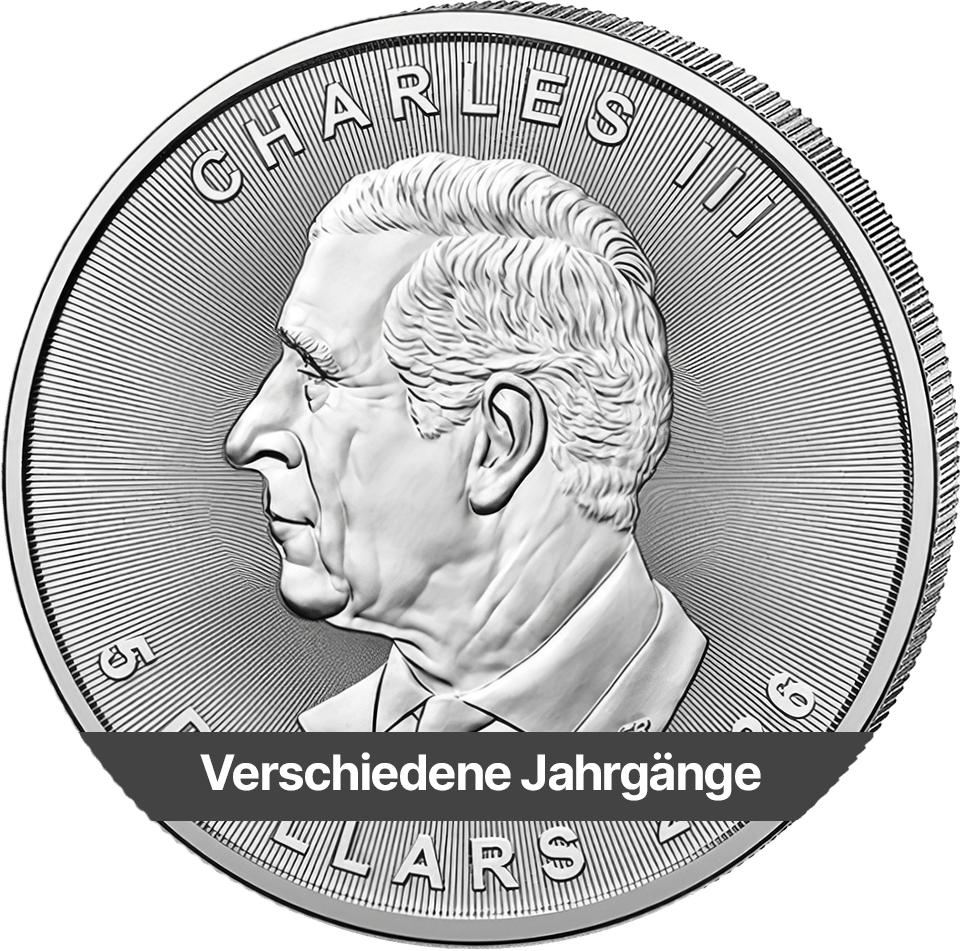 1 ounce of silver, various years · Portrait side