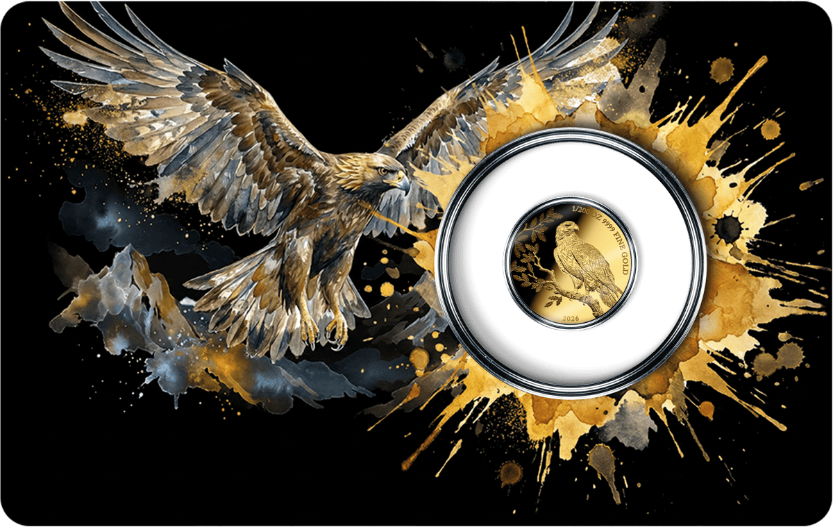 1/200 ounce gold Golden Eagle 2026 · Coin card, front