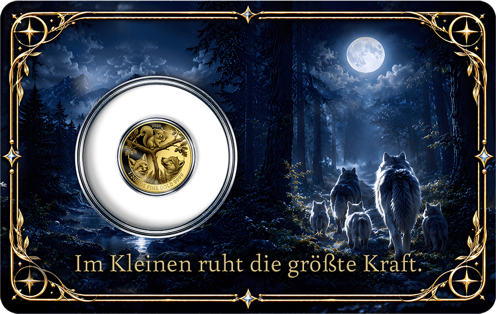1/200 ounce gold Baby Wolf 2026 · Coin card, back