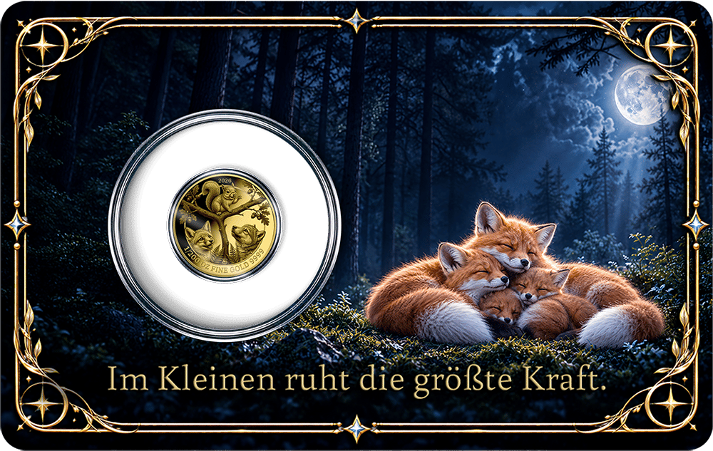 1/200 ounce gold Baby Fox 2026 · Coin card, back