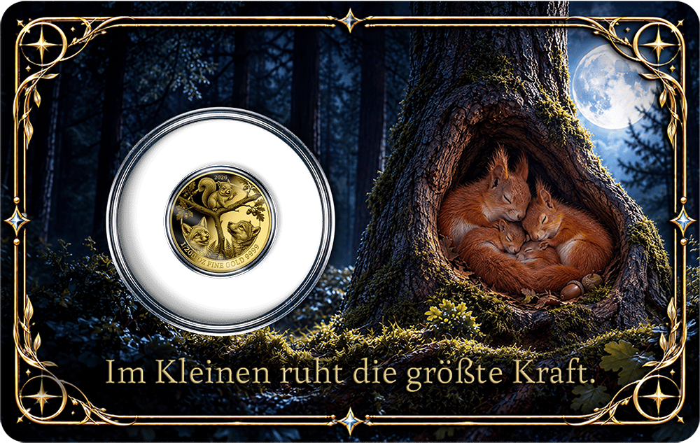 1/200 ounce gold Baby Squirrel 2026 · Coin card, back