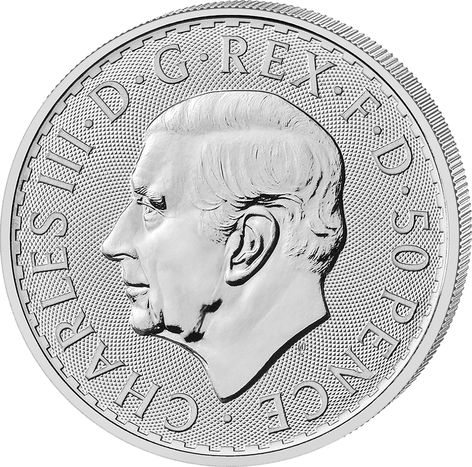 1/4 de onza de plata 2027 · Cara con el retrato