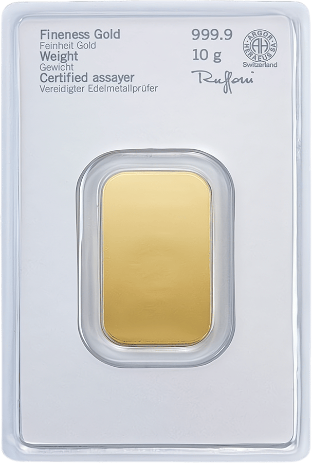 Back of the card with fineness, weight, the signature of the sworn precious metals assayer and the seal of Argor-Heraeus