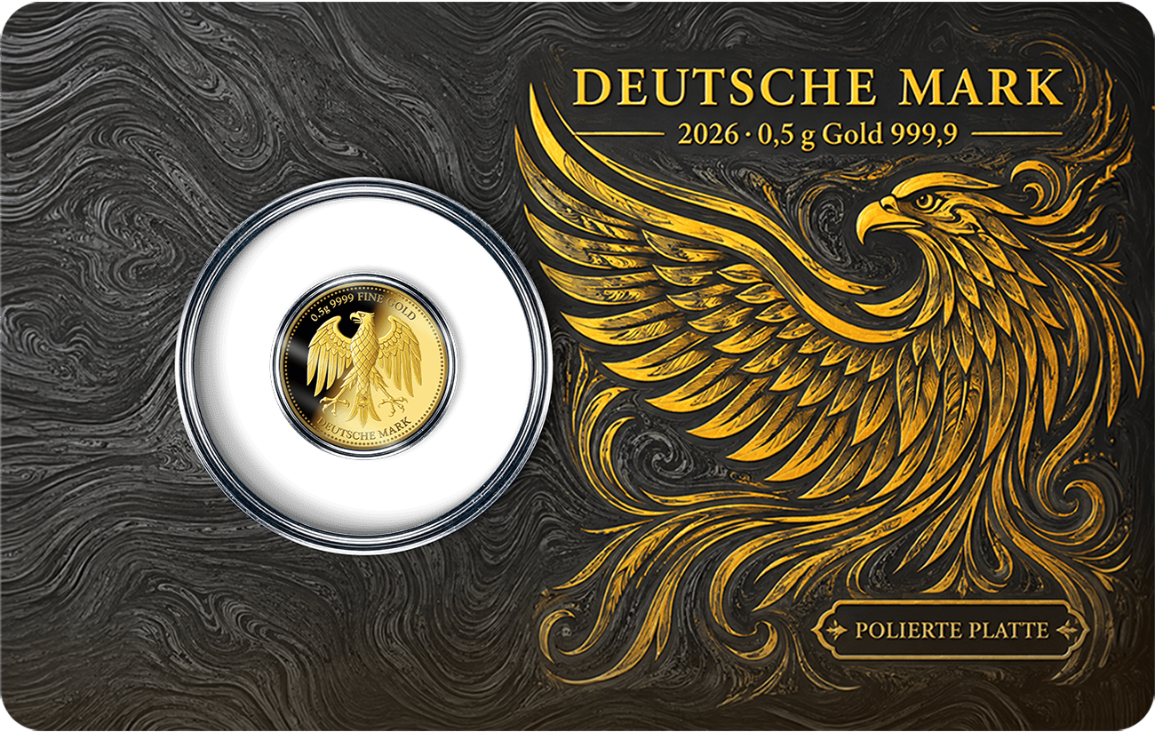 0,5 g Gold · Hinten: Adlerseite in Polierter Platte