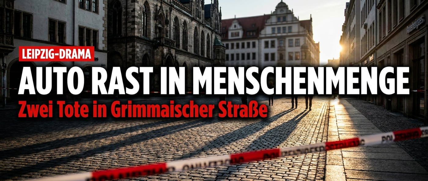 Blutiger Montagnachmittag in Leipzig: Auto rast in Fußgängerzone – zwei Tote, mehrere Verletzte