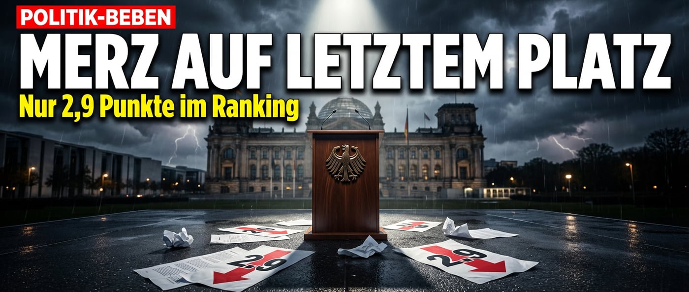 Demütigung für den Kanzler: Friedrich Merz stürzt im Politikerranking auf den letzten Platz
