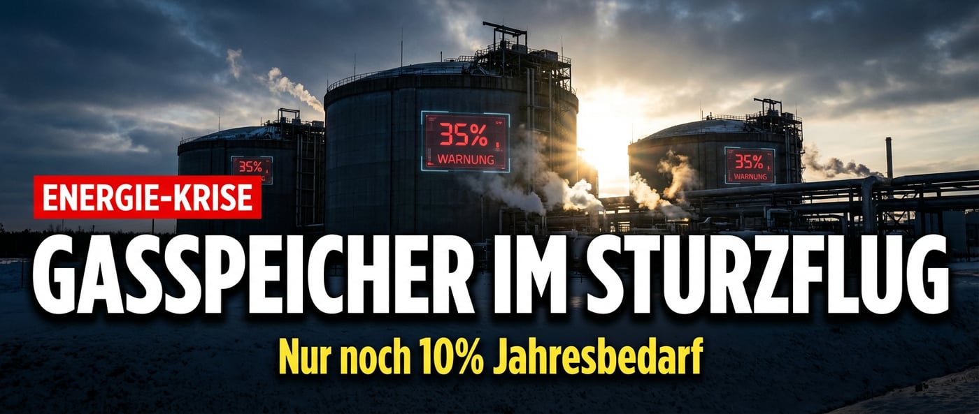 Deutschlands Gasspeicher im freien Fall: Nur noch zehn Prozent des Jahresbedarfs verfügbar