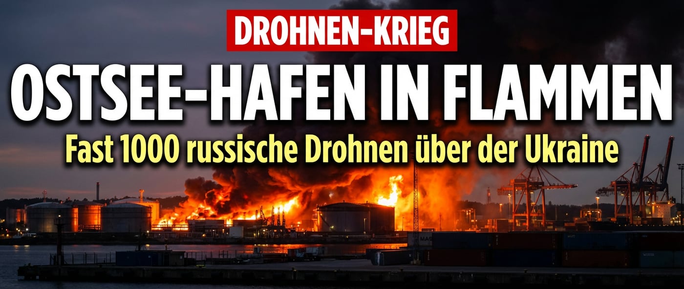 Drohnenkrieg eskaliert: Russlands Ostsee-Hafen in Flammen – Ukraine unter beispiellosem Dauerbeschuss