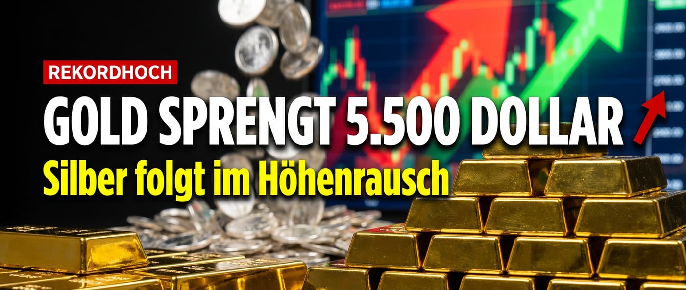 Edelmetall-Explosion: Gold durchbricht 5.500-Dollar-Marke – Silber im Höhenrausch