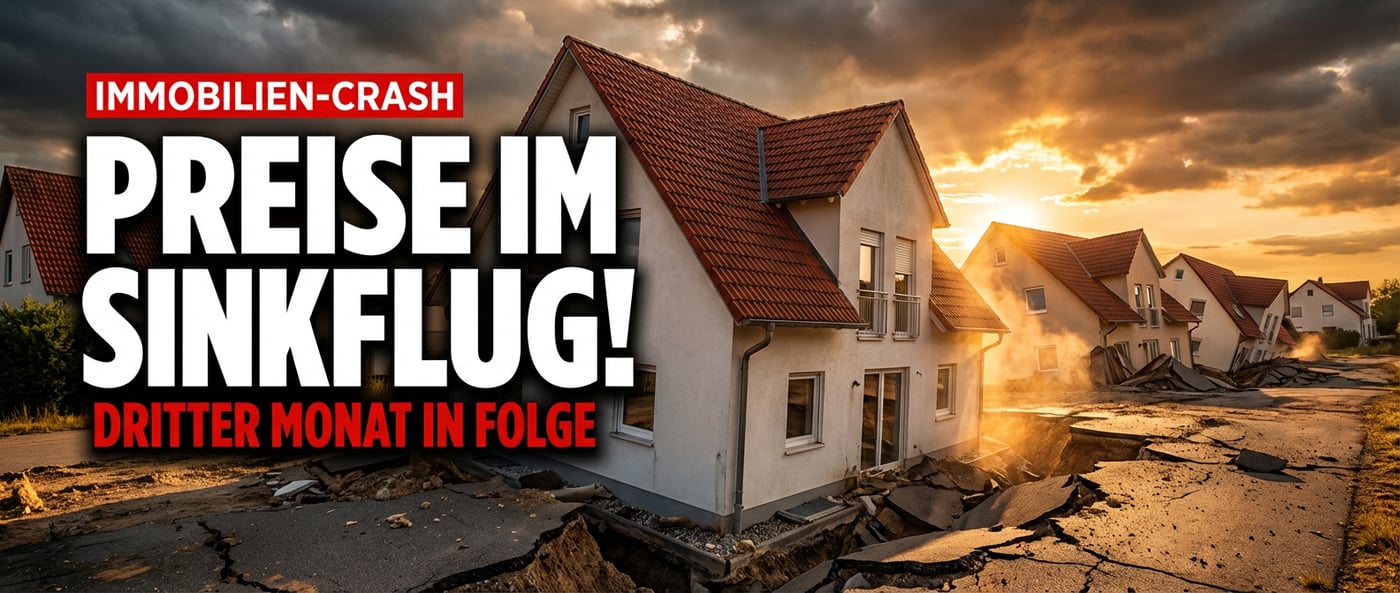 Immobilienmarkt im Sinkflug: Preise fallen den dritten Monat in Folge – und ein Ende ist nicht in Sicht