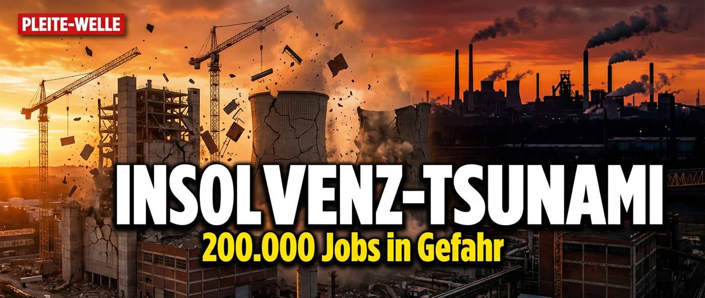 Insolvenz-Tsunami rollt über Deutschland: 200.000 Arbeitsplätze vor dem Aus
