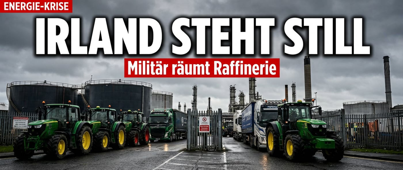 Irland am Rande des Stillstands: Bauern und Trucker legen einzige Ölraffinerie lahm