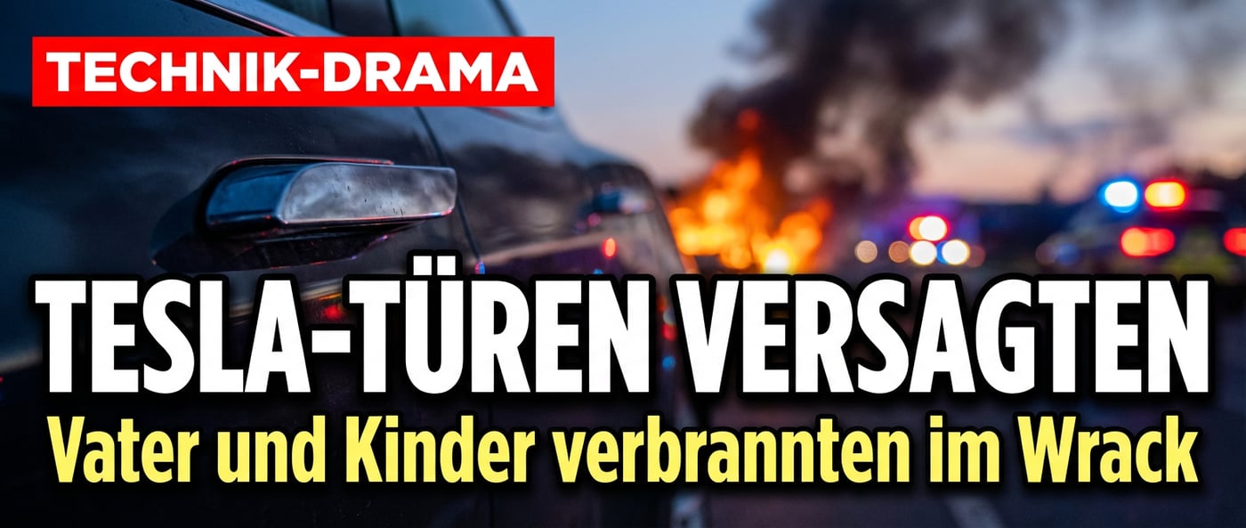 Tödliche Technik-Falle: Tesla-Türen ließen Vater und Kinder im brennenden Wrack eingesperrt